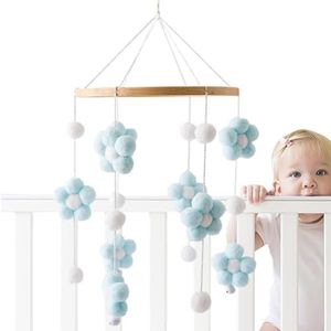 Babybedje mobiel,Moderne mobiele wieg - Wiegcarrousel voor babyjongens en -meisjes van 0-12 maanden, geschikt voor wiegbed, kinderwagen, autostoeltje, inclusief kleurrijke bloemen, kleine Dalynn