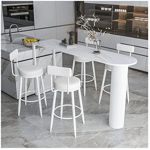 Luxe keuken barkrukken op hoogte voor keuken set van 4 armloze barstoelen voor eetkamer PU-leer gestoffeerde zitting witte metalen poten