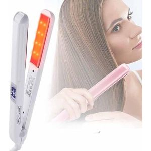 Professionele ultrasone reparatie koude stijltang infrarood stijltang en styling ijzer met vlakke platen, keratinebehandeling voor pluizig haar herstelt de beschadigde LCD-scherm (Wit)