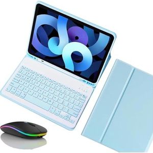 Toetsenbordhoes voor Samsung Galaxy Tab S10 Plus 12.4'' 2024/S9FE Plus 12.4'' 2023/S9 Plus 12.4'' 2023, Afneembaar Draadloos Toetsenbord Met Achtergrondverlichting en Bluetooth-muis,Blauw