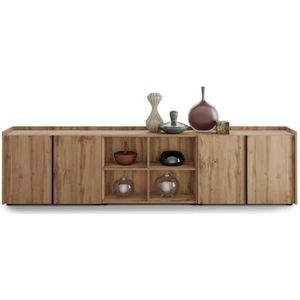 Mobili Fiver, Romina Lage Kast (273.6x36x70 cm), 4 Deuren, Rustiek Eiken, Made In Italy