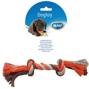 DUVO+ Puppy Geknoopt Tanden Katoen Touw Hondenspeelgoed, Oranje/Bruin/Wit