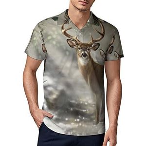 Real Tree Camouflage Herten Heren Golf Polo-Shirt Zomer T-shirt Korte Mouw Casual Sneldrogende Tees L