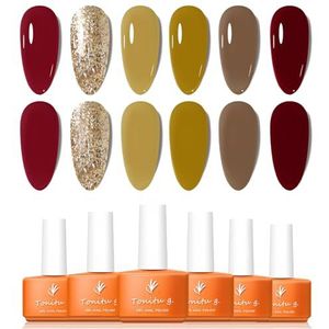 Tonitu G gel nagellak set 6 kleuren gel polish kit, populaire nail art design losweken LED bij manicure DIY thuis salon cadeaus voor vrouwen meisjes Gellak (Zonsondergangmix)