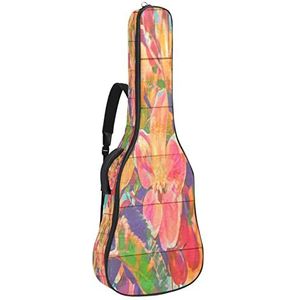 Gitaartas elektrische gitaar Gig Bag elektrische gitaartas gitaar tas elektrisch gevoerd scheurvast en waterdicht houten achtergrond rood geel bloemen tropisch 42,9 x 42,9 x 4,7 inch