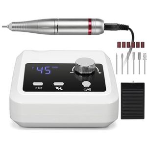 45000RPM elektrische nagelboormachine for nagels, vijl, HD-scherm, metalen manicurepen, professionele nagelschuurmachine(White Set,US)