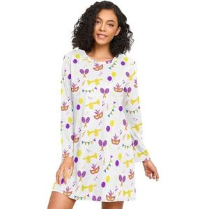 LI ZHI XIN Nachthemd voor dames, lange mouwen, nachthemd voor dames, slaapshirts, nachtkleding, ronde hals, losse grote maten, nachtkleding, XXXL, kleurrijke vlag ballon, Meerkleurig, S