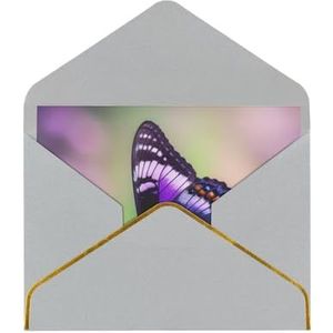 paarse en zwarte vlinder bedrukte wenskaarten, prachtige blanco wenskaarten met enveloppen, grappige kaarten voor elke gelegenheid