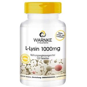 Warnke Vitalstoffe - L-Lysine Tabletten - 1000mg - Veganistisch - 100 Tabletten - Aminozuur