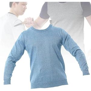 Handbeschermer met ronde hals en lange mouwen Beschermende kleding, snijbestendige Anti Slash Level 5-uitrusting, Anti Slash-kleding for lichaam, heren en dames(Color:Snow Gun Blue,Size:XL)