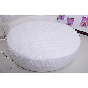 Antislip hoeslaken, ronde dikke matrastopper, matrasbescherming waterdichte achterovertrek bedkussen een comfortabele slaap thuis,White-Diameter230cm(90inch)