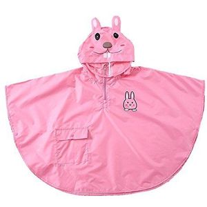 mama stadt Regenponcho voor kinderen, uniseks, regencape, meisjes en jongens, 100% regenbestendige regenponcho, regenjas, regenjas, kinderen, waterdicht, ademend, geschikt voor 2-6 jaar, Roze haas,