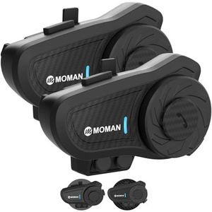 Moman H2 Pro Motorfiets-intercomheadset, 2 stuks, koolstofvezel, intercomsysteem, communicatiesysteem met DSP & CVC ruisonderdrukking, motorfiets intercom-headset-motorhelm