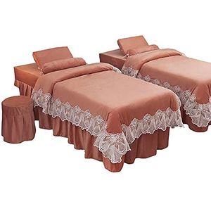 MESCXTY 4-delige flanellen dekbedovertrekset voor massagetafel, effen, herbruikbaar, voor de woonkamer, schoonheidsdekbed voor lichaamsfysiotherapie-massage, oranje, 185 x 70 cm
