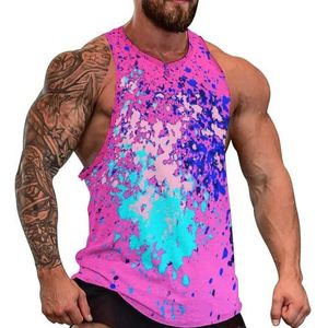 Neon Explosion Paint Splatter Heren Tank Top Grafische Mouwloze Bodybuilding Tees Casual Strand T-Shirt Grappige Gym Spier