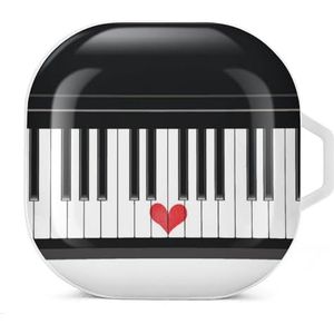 Hart liefde muziek piano oordopjes hoesje compatibel met Samsung hard shell beschermhoes witte stijl