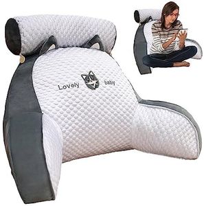 Reading Pillow, Bed Backrest Pillow with arms, Sofa And Bedside Cushion, Sitting In Bed, Working On Laptop, For Relaxing Watching TV Playing Game, Back Support Rest Pillow 60×40cm/70×50cm