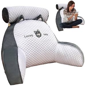 Reading Pillow, Bed Backrest Pillow with arms, Sofa And Bedside Cushion, Sitting In Bed, Working On Laptop, For Relaxing Watching TV Playing Game, Back Support Rest Pillow 60�×40cm/70×50cm