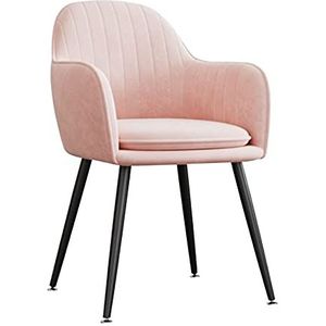 GEIRONV 1 stks Velvet Keukenstoel, 47 × 44 × 83cm for woonkamer slaapkamer appartement make-up stoel zwart metalen benen eetkamerstoel Eetstoelen (Color : Pink)