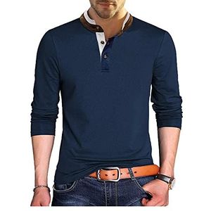 Golf Met Print,Golfshirt Revers Stretch Pure Kleur Golf Heren Golf Tennis T-Shirt Marineblauw Zachte Golfshirts Met Lange Mouwen Voor Heren Tieners Blouse Wandelen Sneldrogende Top,L