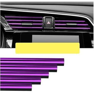 Sierstrip 10 Stuks Auto-styling Chrome Styling Moulding Auto Air Vent Trim Strip Airconditioner Outlet Grille Decoratie U-vorm Paneelafdekkingssticker(Kleur:Purple-2)