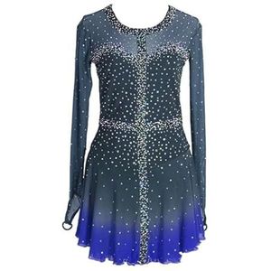 B,11/13,PONNYC Kunstschaatsjurk Met Kleurverloop Handgemaakte Schaats Kleding Voor Meisjes Gymnastiek Kleding Voor Teamsporten Turnpakjes Voor Artistieke Gymnastiek Met Kristallen