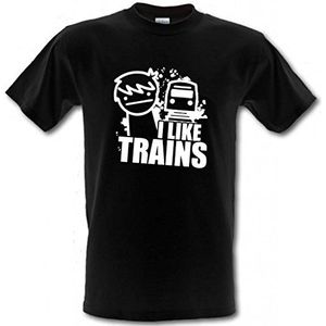 ASDF I Like TRAINS YouTube Tv Cult Cartoon Gamer stijl Zwaar Katoen T-shirt Alle Maten Klein - XXL