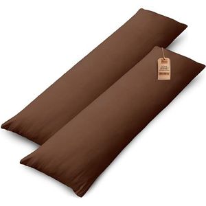 NatureMark 2-pack jersey kussensloop kussenslopen zijslaper hoofdkussen nekkussen vele maten en kleuren OEKO-TEX (40 x 145 cm (zijslaper/zoogkussensloop), chocoladebruin)