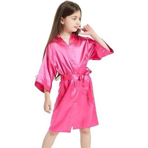 OZLCUA Satijnen gewaad jongen meisje badjas roze satijn zijden gewaden zomer nachtkleding badhanddoek gewaad bruiloft spa feest verjaardag nachtkleding badjas, CM09, 12-13T (150-160cm)