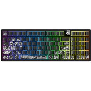 QPSJXN Tri-modale connectiviteit mechanisch toetsenbord met 98 heet, bekabeld en 2,4 g aanpasbaar design Shine Through-Feature