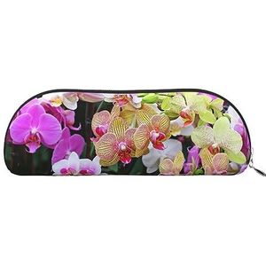 IguaTu Orchids lederen pennenetui - make-uptas met gladde ritssluiting - muntentas - organizer voor kantoorbenodigdheden, Zilver, Eén maat, Schooltas