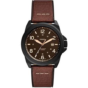 Bronson Donkerbruin Eco-leren Horloge met Drie Wijzers en Datum