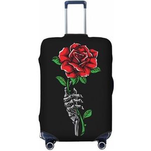 LAMAME Skull Rose bedrukte koffer cover elastische beschermhoes wasbare bagagehoes, Schedel Rose, L