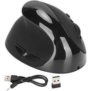 Linkshandige Muis, Draadloze 2.4G USB Ergonomische Verticale Linkerhandmuis Oplaadbare Muis met 3 Niveaus DPI voor 2000, XP, Vista, CE, 7, Linux, Android(zwart)