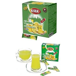 KOZA Lemon Instant Drankenpoeder Stick individueel verpakt 50 stuks | Poeder voor warme of koude drank | Turkse thee | Ice Tea poeder citroen | IJsthee Lemon | Cay | Theepoeder |