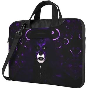 Kleine wasbeer gezicht ultradunne laptoptas, laptoptassen voor bedrijven, geniet van een probleemloze en stijlvolle reis, Paars Zwarte Goth Spooky, 13 inch