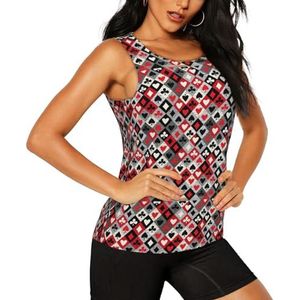 JGHHOUN Geruite ruitpatroon Print Stijlvolle Atletische Tank Top Zomer Activiteiten Vissen Camping Yoga Blijf Koel Droog, Zwart, S