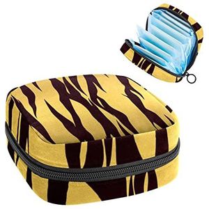 Opbergtas voor maandverband Pads, Menstruatie Cup Pouch, Periode Bag Organizer voor vrouwelijke Pads Tampons, Brown Tiger