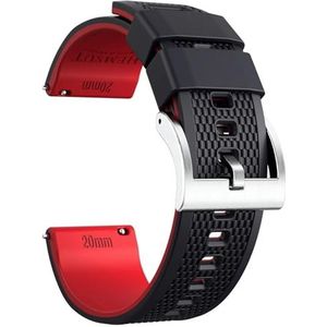 Siliconen slimme horlogebanden, 18 mm 20 mm 22 mm rubberen horlogeband met snelle release for dames, zachte vervanging (Color : BLK-RED, Size : 22mm)