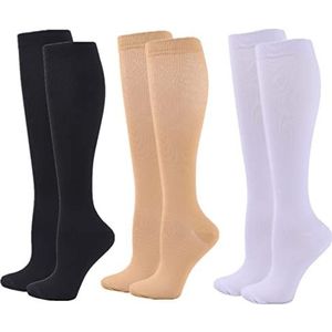 Zingso Compressiekousen voor dames en heren, 2/3/4/6 paar 20-25 mmHg kniekousen, compressiekousen voor sport, atletiek, oedeem, diabetes, spataderen, reizen, zwangerschap, verpleging, S/M