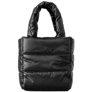 Xasbseulk Puffer Tote, Kleine Donzen Draagtas, Chique Zachte Gewatteerde Donzen Tote, Lichtgewicht Nylon Tas, Kussen Shopper Tas voor Werk Reizen Gym Shop, Zwart, Refer to description