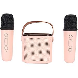 Speaker Microfoon Set, Thuis Krachtige Oplaadbare Stereo RGB Light Mini Draagbare Karaoke Machine voor TV (Roze)