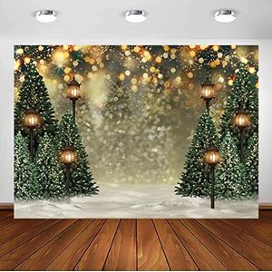 Avezano 2.2x1.5m Winter Kerstboom Sneeuwvlok Fotografie Achtergrond Pasgeborenen Groen, Sneeuw Glitter Bokeh Portret Achtergronddoek, Kerst Verjaardag Party Banner Decoratie