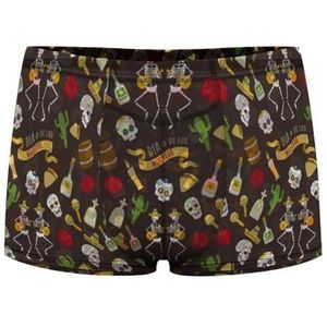 Kleurrijke Dia De Los Muertos Day Heren Boxer Slips Sexy Shorts Mesh Boxers Ondergoed Ademend Onderbroek Thong