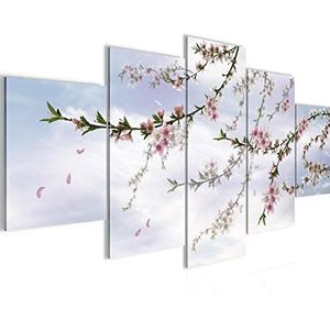 020051a, wandafbeelding op canvas, XXL-formaat, wandafbeelding, woonkamer, woning, decoratie, kunstdruk, blauw, 5-delig, made in Germany, klaar om op te hangen
