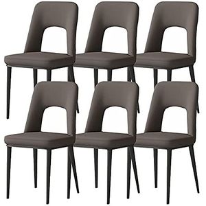 GEIRONV Dining stoelen set van 6, voor kantoor lounge dineren slaapkamer stoelen faux lederen carbon stalen poten vrijetijdsbesteding zij stoelen Eetstoelen (Color : Gris)