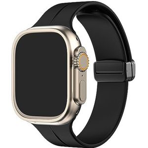 Silicone Magnetic Folding Band for Apple Watch, Band 38mm 40mm 41mm 42mm 44mm 45mm 49mm Women Men (for 38/40 / 41mm,Black)
