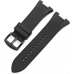 LUGEMA Vervanging A-RMANI AX1050 AX1803 AX1802 Serie Zwarte siliconen band concave interface rubber heren pin gesp horlogeband (Color : Black black, Size : 31x14mm)
