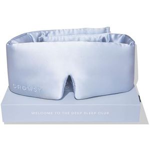 DROWSY Zijden slaapmasker, gezichtsknuffelende, gewatteerde zijden cocon voor luxe slaap in totale duisternis (Blue Belle)