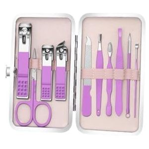 Professionele roestvrijstalen nagelknipper set met oorsmeer verwijderingsgereedschap en nagelvijl - duurzame en draagbare pedicure en manicure (10-delige set)